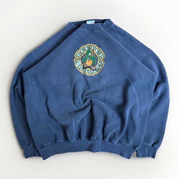 Vintage Reefer Madness Crewneck Sweatshirt Men's XL Black Turtle Joint Skate Y2K